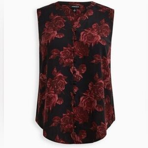 Torrid Harper Gauze Button-Front Sleeveless Blouse